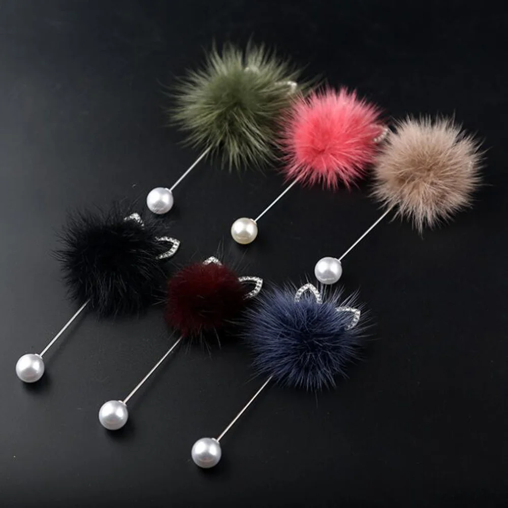 Korean Fur Unique Rabbit Ears Pearl Brooch Pins Wool Ball Brooch Pin Sweater Collar Charm Accessories Women Fashion Jewelry Korean Fur Unique Rabbit Ears Pearl Brooch Pins Wool Ball Brooch Pin Sweater Collar Charm Accessories Women Fashion Jewelry