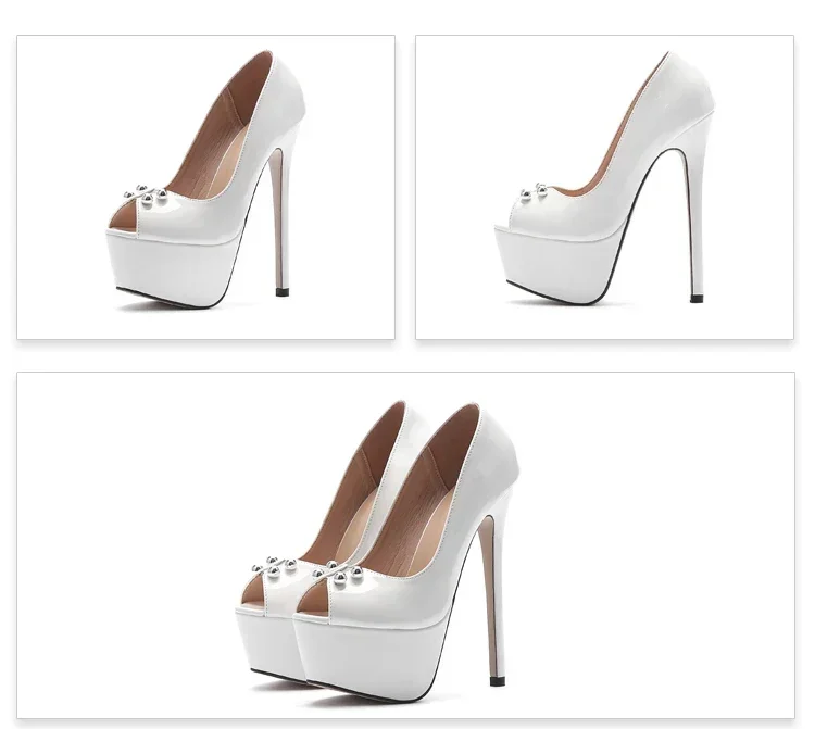 Sexy Patent Leather String Bead Design Peep Toe Women Pumps Stiletto High Heels Elegant Banquet Shoes for Women Tacones De Mujer 11 S5955a400dec2461b9938fcfd7a341de18