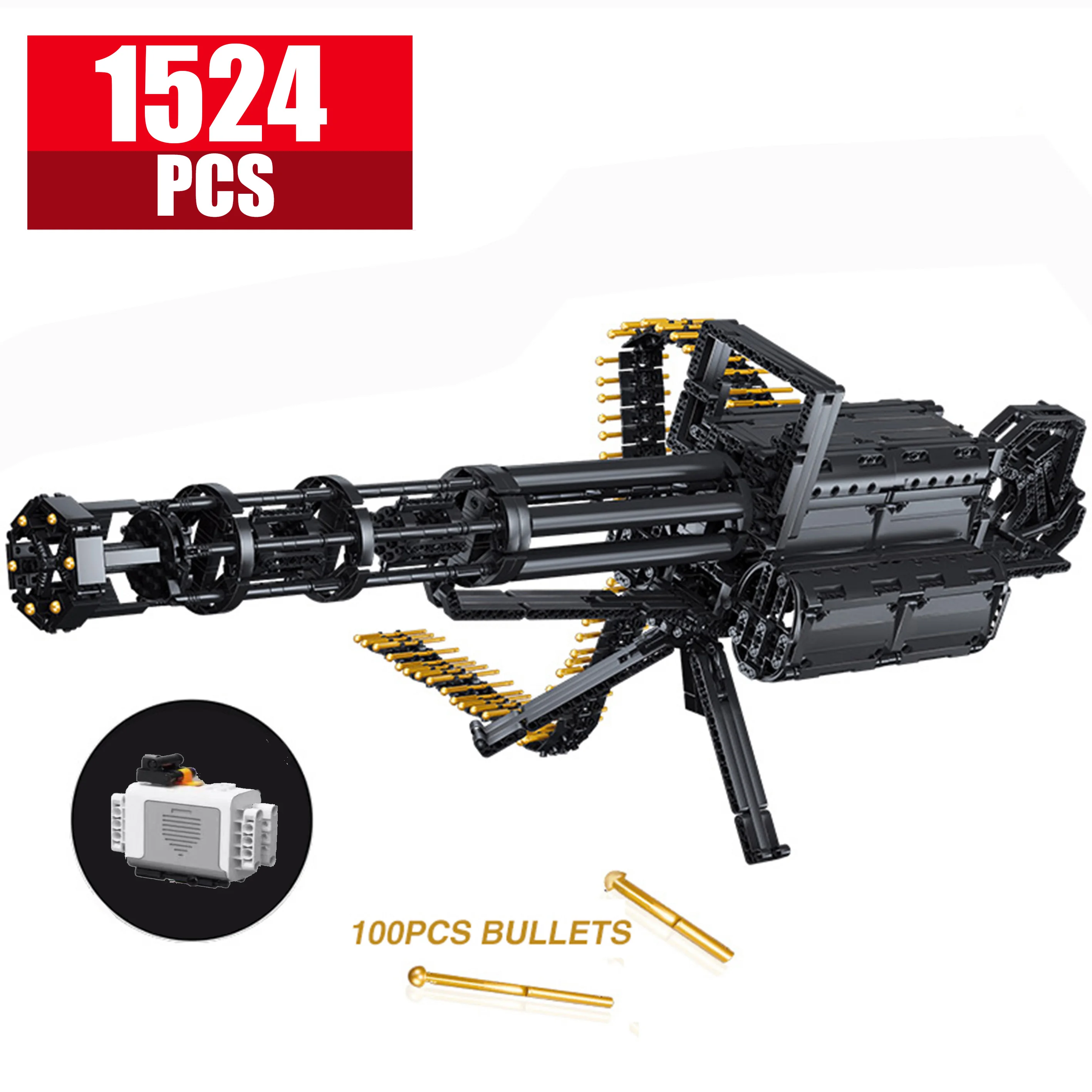 

Military WW2 Technical Electric Gatling Gun Continuous Firing Building Block City Police Weapons Pistol Sniper Rifle Toy Boy