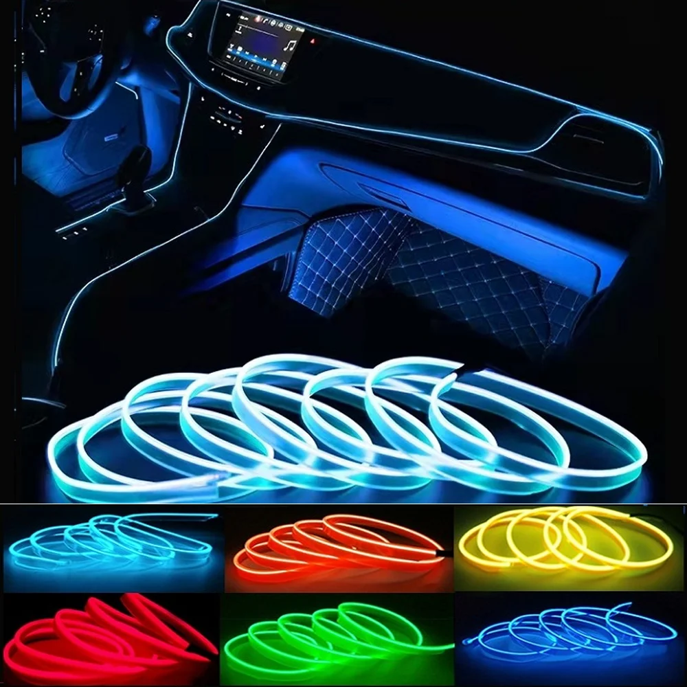 

1M/10M Car Interior Decorative Lamps Strips Neon Atmosphere Lamp Cold Light Decorative Dashboard Console Auto LED Ambient Lights