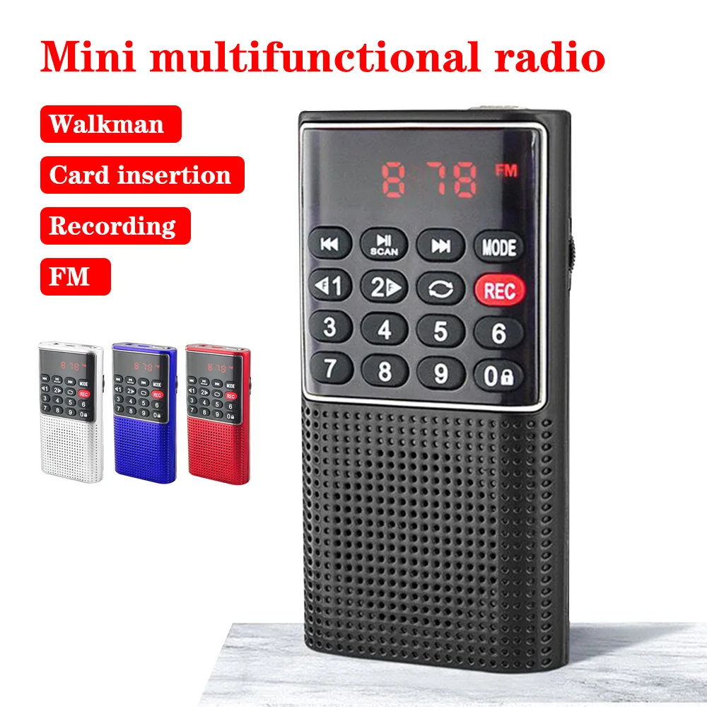 

Mini Portable Pocket FM Radio Handheld MP3 Walkman Radios with Recorder Rechargeable Battery For Walkman Go Hiking