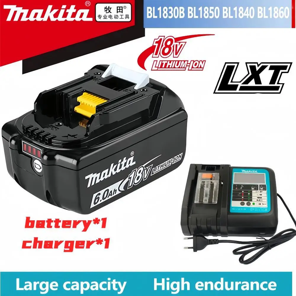 100% Genuine Makita 6Ah/5Ah/3Ah for Makita 18V Battery BL1840 BL1830B BL1850B BL1850 BL1860 BL1815 Replacement Lithium Battery
100% Genuine Makita 6Ah/5Ah/3Ah for Makita 18V Battery BL1840 BL1830B BL1850B BL1850 BL1860 BL1815 Replacement Lithium Battery