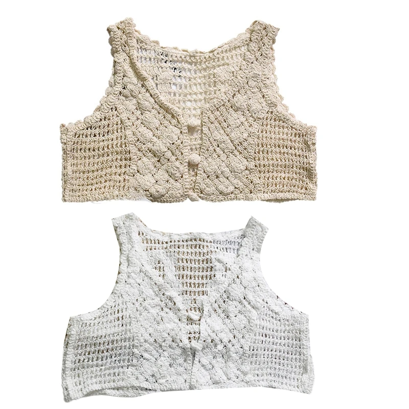 Women Crochet Sleeveless Vest Waistcoat Hollow Knit Button Solid Crop Cardigan N7YF
Women Crochet Sleeveless Vest Waistcoat Hollow Knit Button Solid Crop Cardigan N7YF