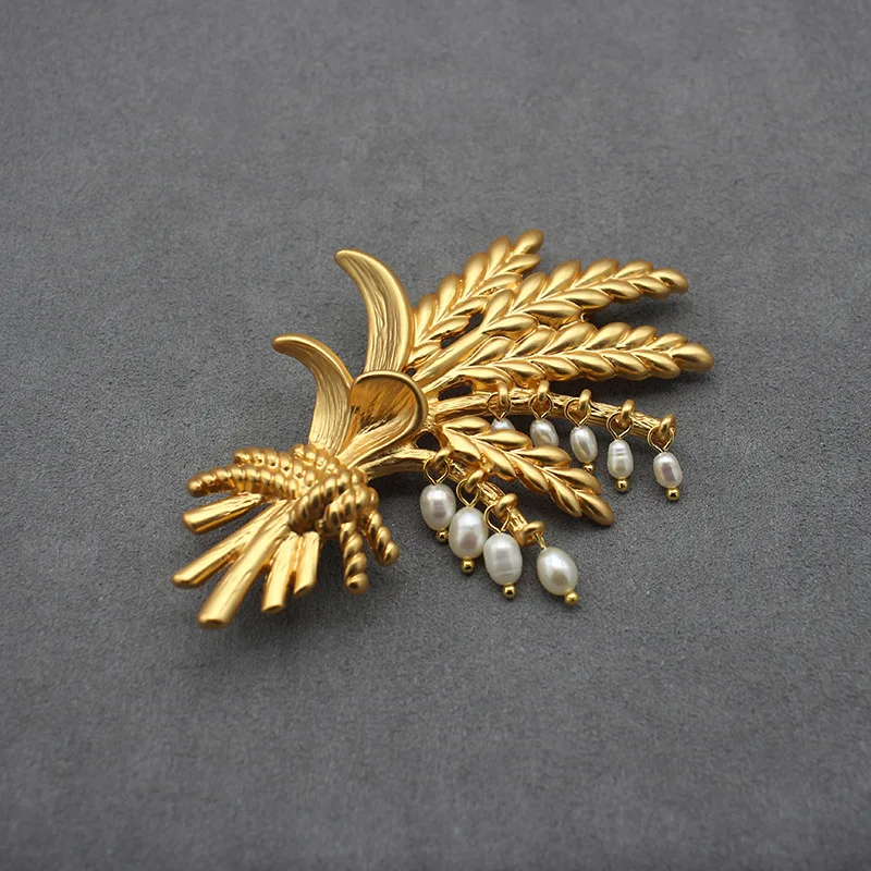 Medieval fresh water pearl wheat Brooches for Women jewelry simple rice spike Brooch Pin
Medieval fresh water pearl wheat Brooches for Women jewelry simple rice spike Brooch Pin