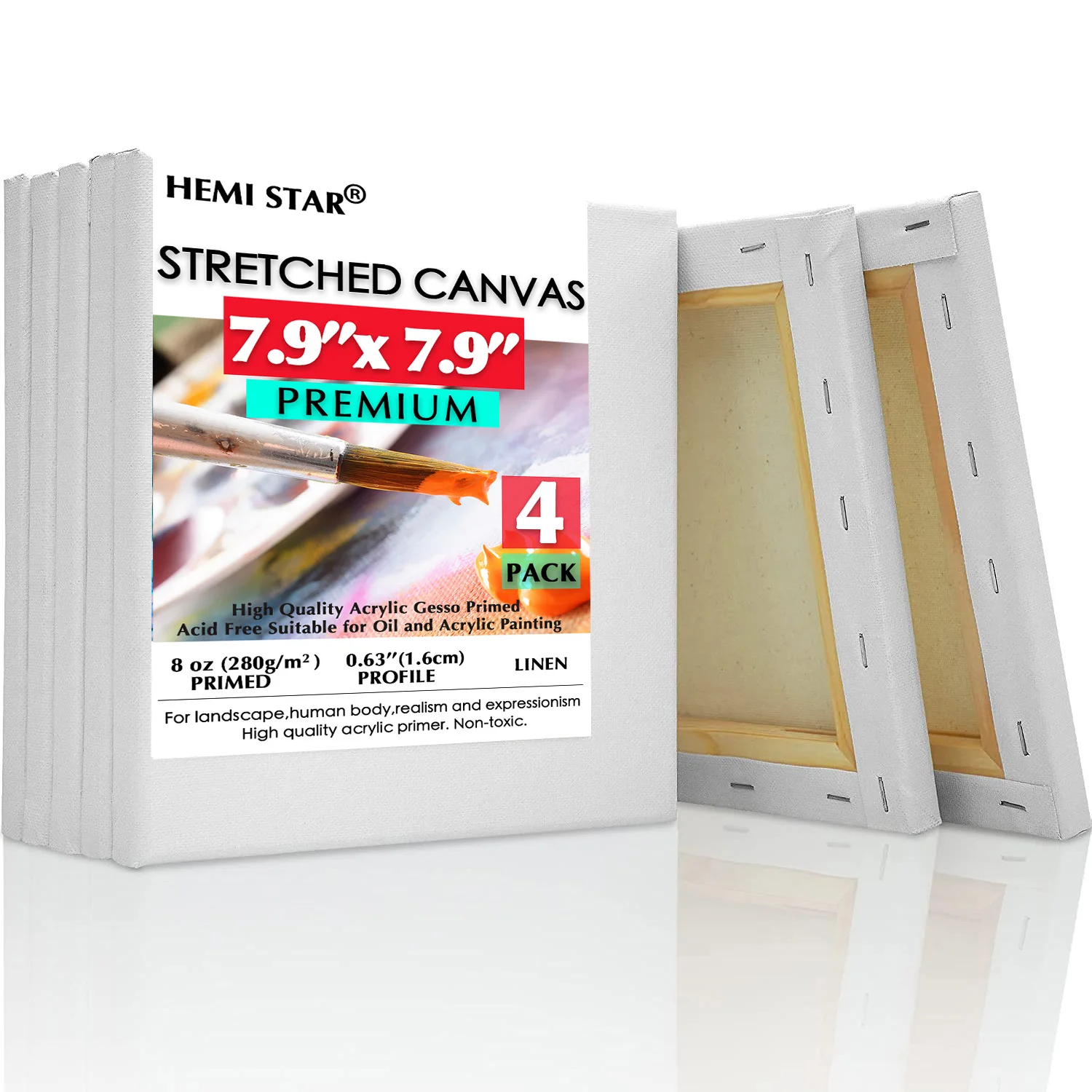 4 Pack Stretched Canvases for Painting Linen Blank Canvas 20x20cm-7.9x7.9in Blank Canvas Boards for Painting 8 oz Gesso-Primed
4 Pack Stretched Canvases for Painting Linen Blank Canvas 20x20cm-7.9x7.9in Blank Canvas Boards for Painting 8 oz Gesso-Primed