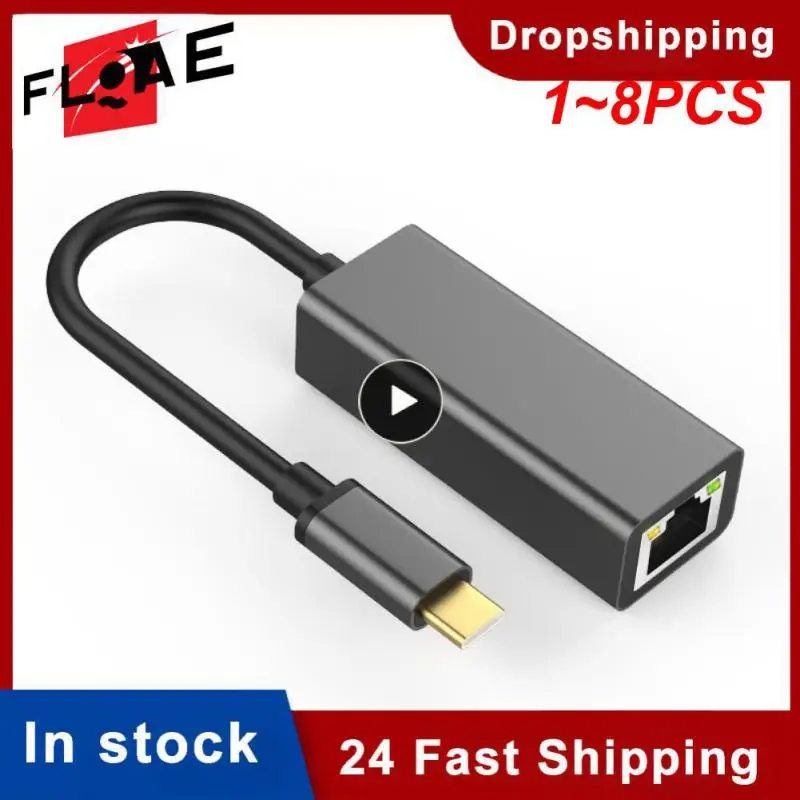 

1~8PCS Network interface USB type C Ethernet Adapter Network Card USB Type-C To RJ45 10/100Mbps Lan Internet Cable For MacBook