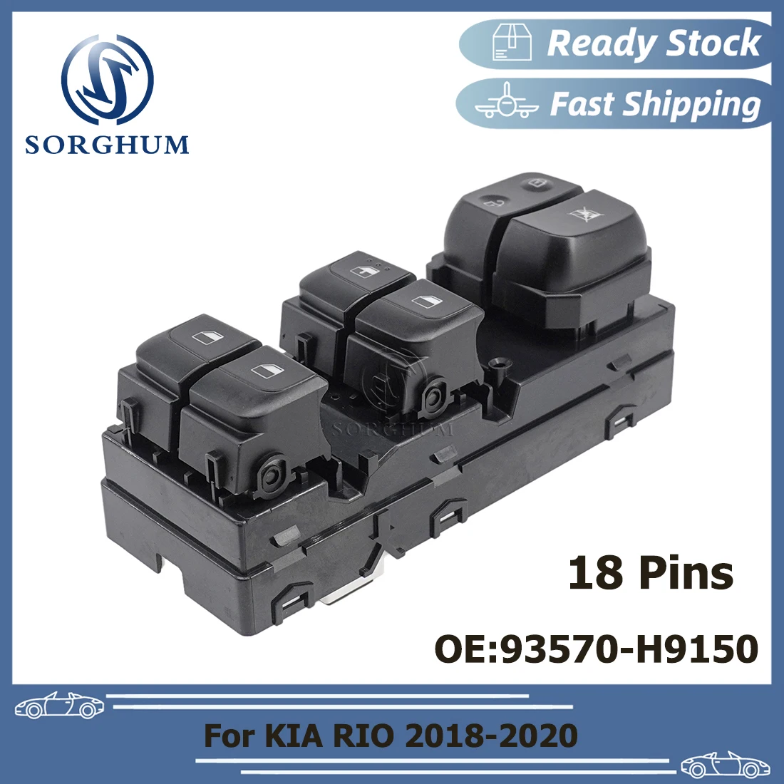 SORGHUM For 2018 2019 2020 Kia Rio 93570-H9150 Drivers Side Left Master Window Switch Power Control Button 93570H9150 93570H6150
SORGHUM For 2018 2019 2020 Kia Rio 93570-H9150 Drivers Side Left Master Window Switch Power Control Button 93570H9150 93570H6150
