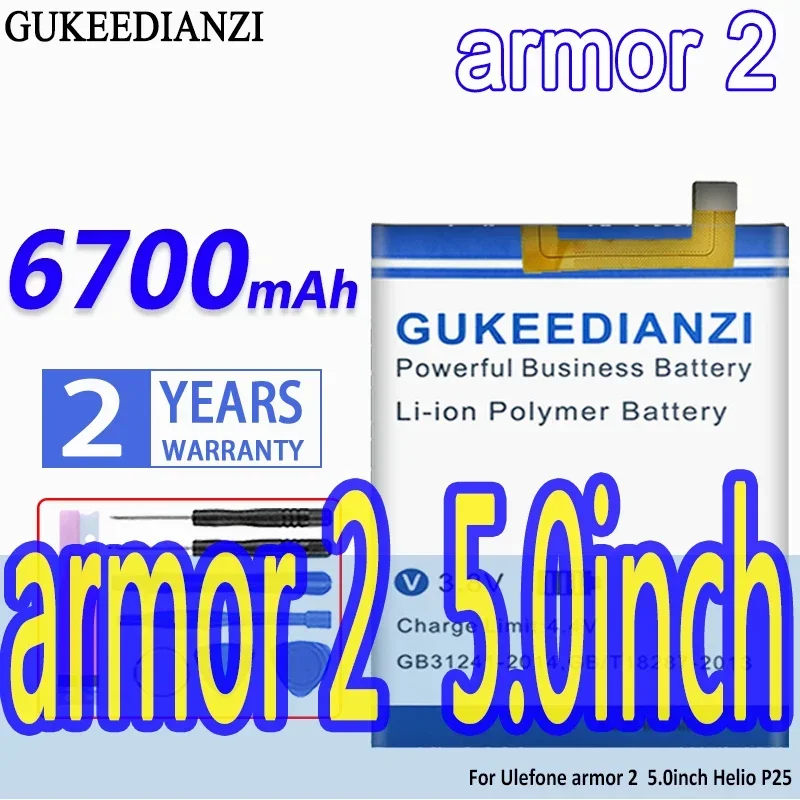 Аккумулятор большой емкости 6700 мАч для Ulefone Armor 2 Armor2 5,0 дюйма Helio P25
Аккумулятор большой емкости 6700 мАч для Ulefone Armor 2 Armor2 5,0 дюйма Helio P25