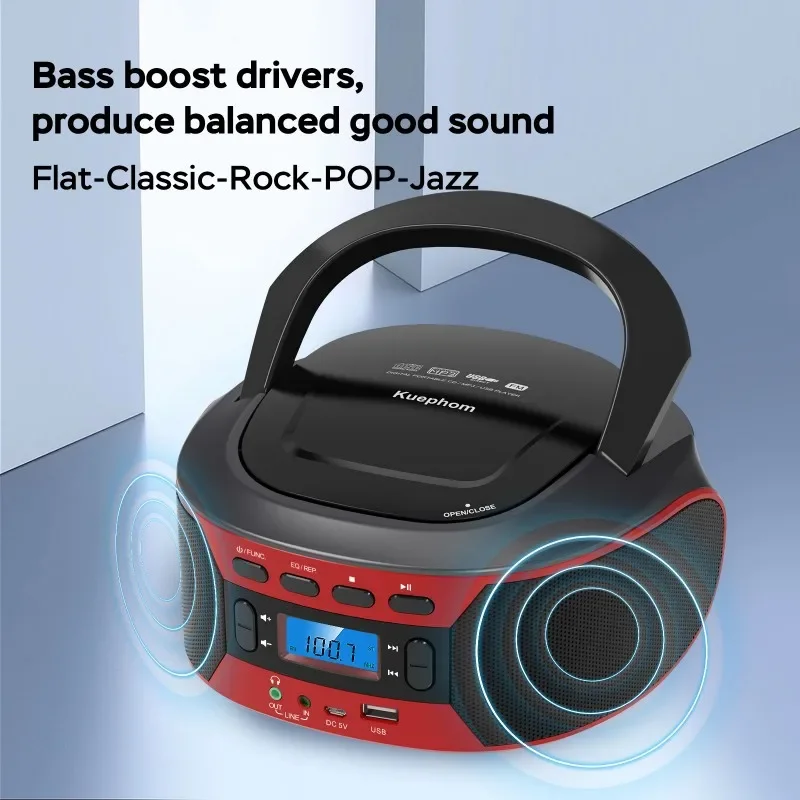 

Multifunctional Bluetooth CD Player Portable Boombox Home Walkman Radiohome Theate Bluetooth Speaker MP3/FM/USB/CD Caixa De Som