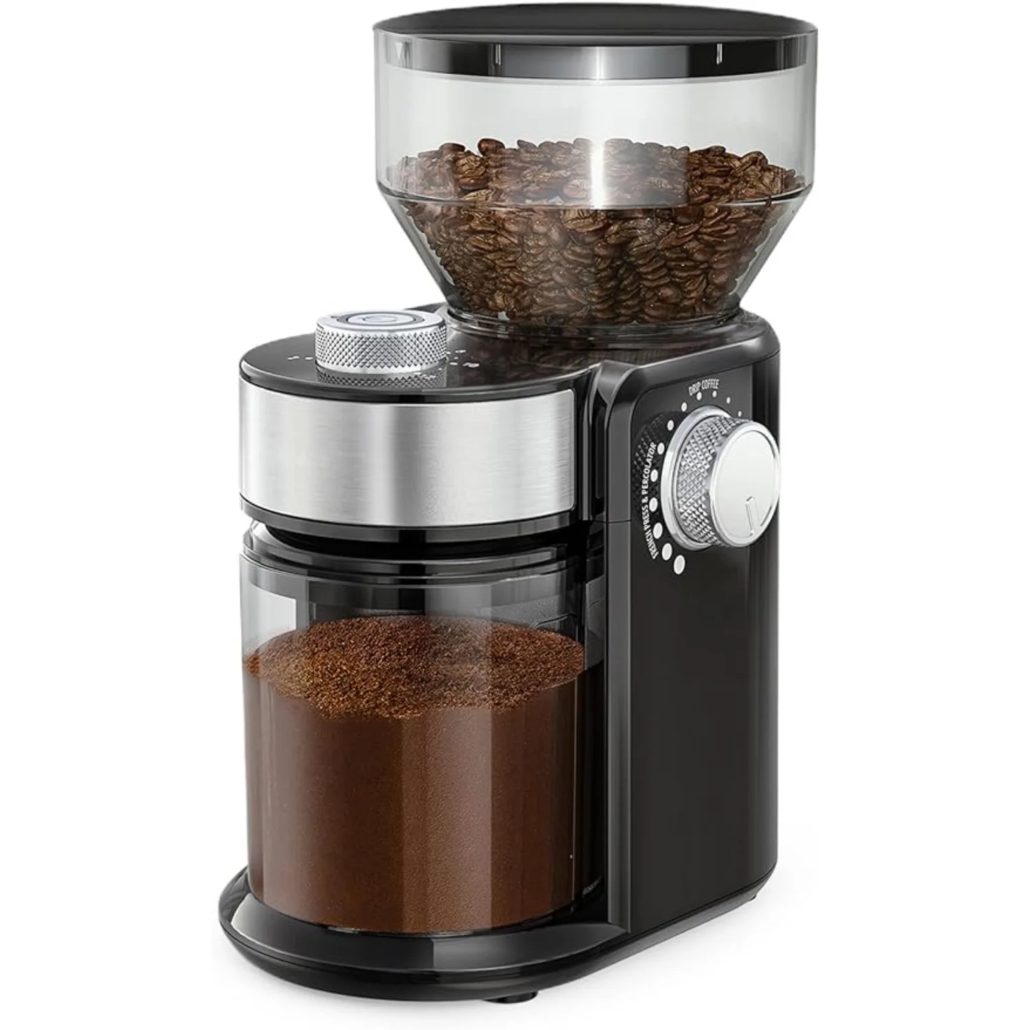 

Electric Burr Mill Coffee Grinder w/ 18 Precise Grind Settings for Espresso, Drip & French Press - Adjustable Burr Grinder