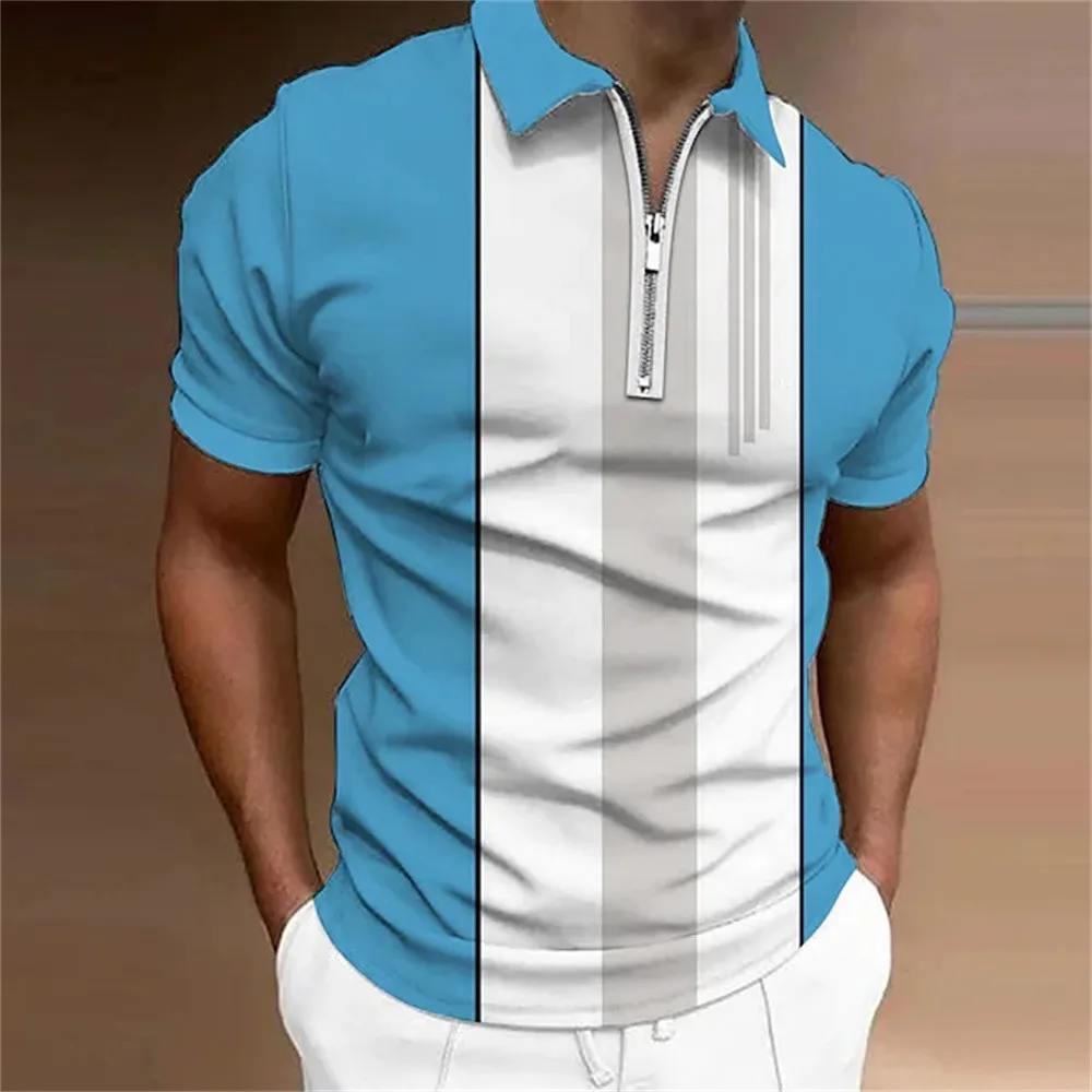 New Summer Men's Pullover Turn-Down Collar Contrast Color Zippers Striped Short Sleeve T-Shirt Casual Formal Business Tops
New Summer Men's Pullover Turn-Down Collar Contrast Color Zippers Striped Short Sleeve T-Shirt Casual Formal Business Tops