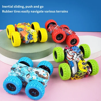 Brinque e Aprenda com o Conjunto de Carros e Helicópteros de 5 Peças 8 Inertia Toy Car Special Effects Graffiti Double-Sided Car Four-Wheel Drive Car Anti Drop Tipping Bucket Small Car Boy Toy