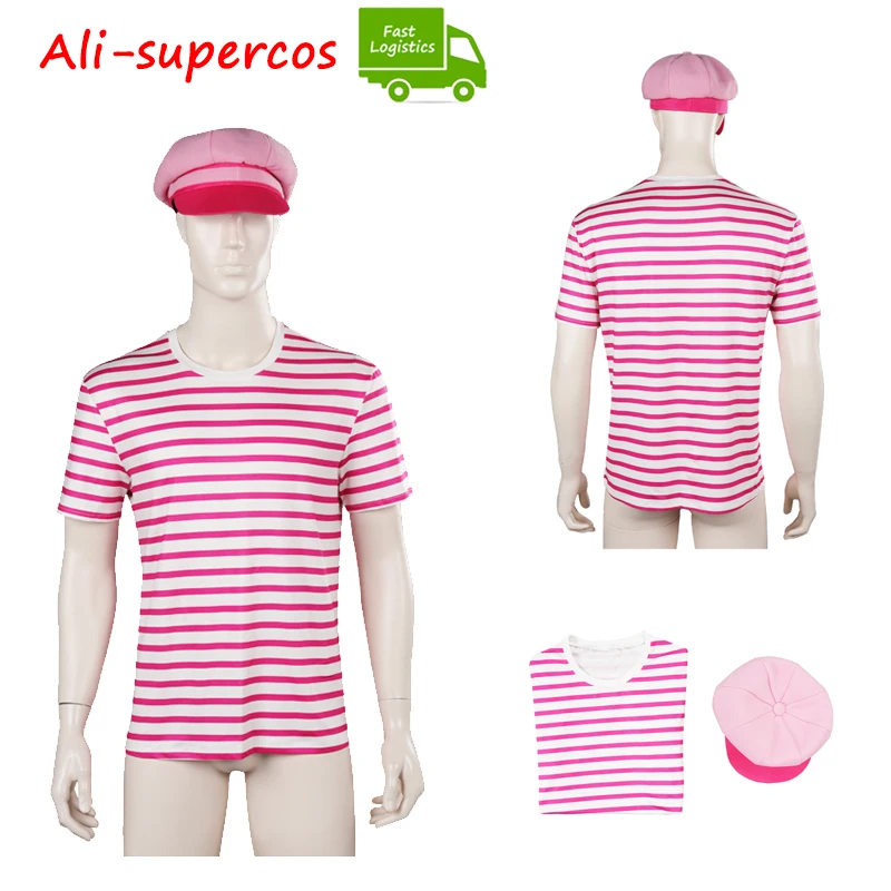 Ken Cosplay Costume Movie Babier Men T-shirt Outfits Strip Sleeveless Tops Hat Set Casual Short Shirts Halloween Party Suit
Ken Cosplay Costume Movie Babier Men T-shirt Outfits Strip Sleeveless Tops Hat Set Casual Short Shirts Halloween Party Suit