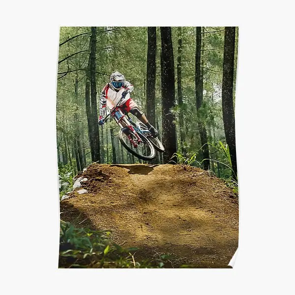

Mountain Biker Over Jump Poster Print Vintage Wall Funny Mural Modern Picture Painting Decoration Art Decor Room Home No Frame