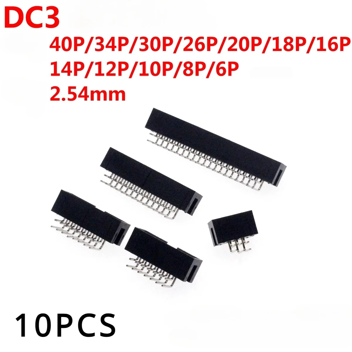 

10Pcs DC3 2.54mm Socket Header Connector ISP Male Double-spaced Straight needle Curved needle 6P/8P/10P/14P/16P/20P/30P/34P/40P