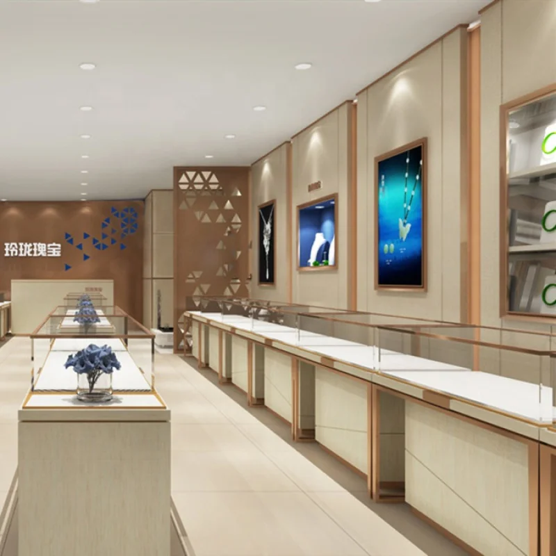 Custom high-end jewelry display cabinet with LED light jewelry display modern jewelry shop counter design
Custom high-end jewelry display cabinet with LED light jewelry display modern jewelry shop counter design