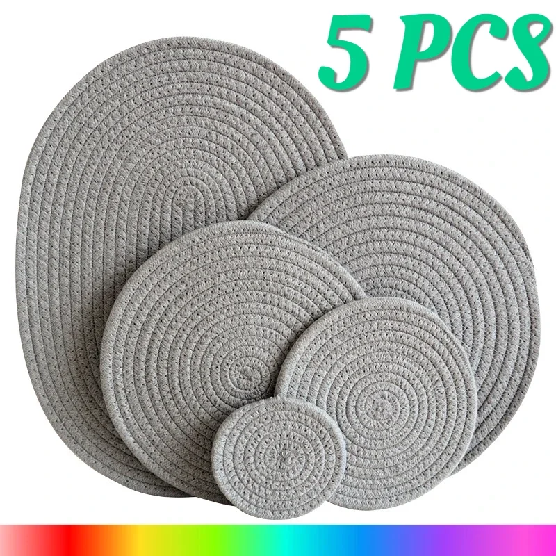 Set of 5 Woven Round Placemat for Dining Table Placemats Linen Heat-resistant Non-slip Mats for Home Wedding Kitchen Accessories
Set of 5 Woven Round Placemat for Dining Table Placemats Linen Heat-resistant Non-slip Mats for Home Wedding Kitchen Accessories