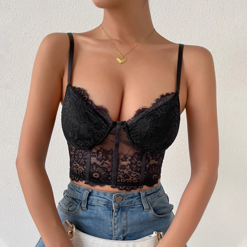 Fashion Solid Camisole Women's Eyelash Lace Crop Tops Spaghetti Strap Cami Tops
Fashion Solid Camisole Women's Eyelash Lace Crop Tops Spaghetti Strap Cami Tops