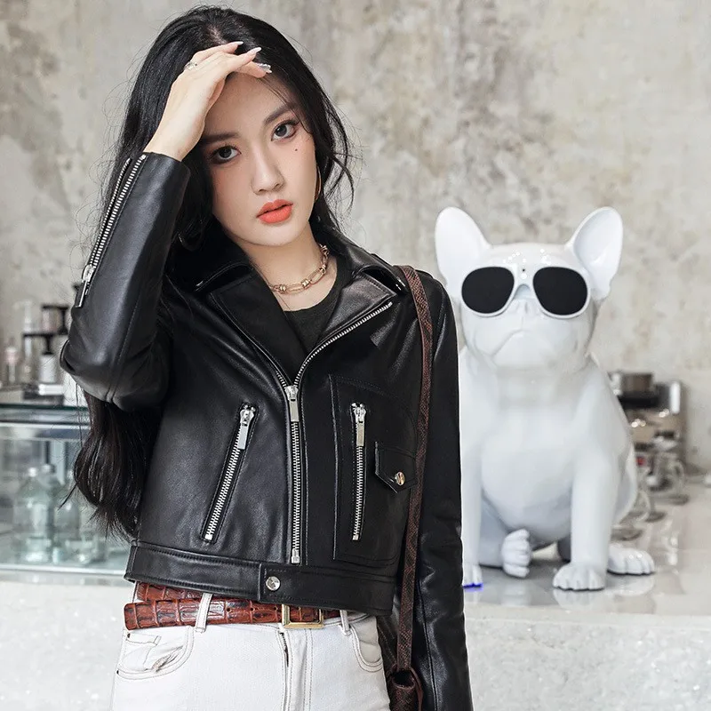2023Leather coat,Sheepskin Coat Autumn Women Genuine Leather Short Jacket Zipper Motorcycle Jackets Street Long Sleeve Slim Fit
2023Leather coat,Sheepskin Coat Autumn Women Genuine Leather Short Jacket Zipper Motorcycle Jackets Street Long Sleeve Slim Fit