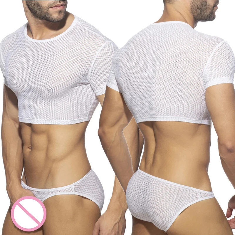 2PCS/Sets Men Mesh Undershirts Shorts Sleeve Fitness Chest Harness Briefs Panties Wetlook Sissy Slip See Through Gay Nightwear
2PCS/Sets Men Mesh Undershirts Shorts Sleeve Fitness Chest Harness Briefs Panties Wetlook Sissy Slip See Through Gay Nightwear