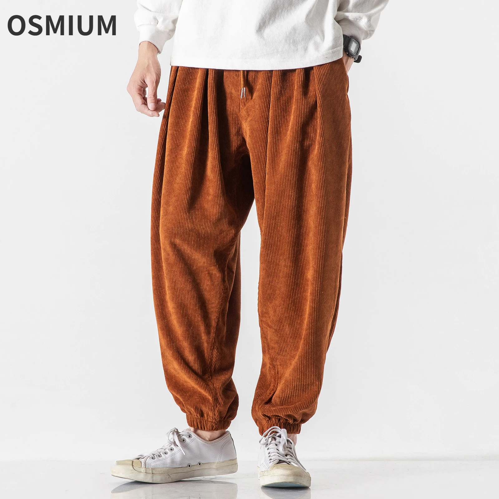 

Autumn Winter Mens Loose Plus Size Corduroy Harem Casual Pants Men Chinese Style Brown Army Green Trousers Bloomers 4xl 5xl