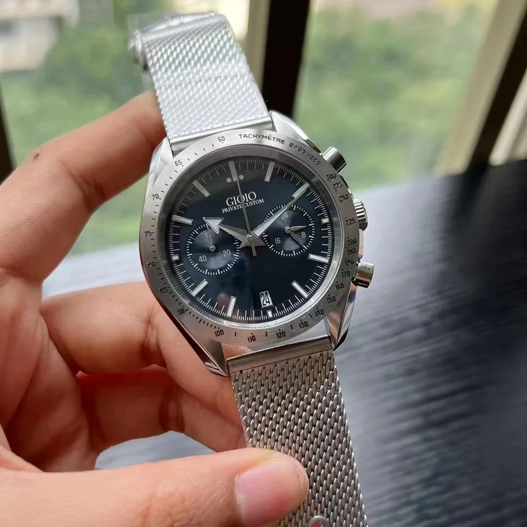 

Luxury New Men's Quartz Chronograph VK63 Movement Watch Stainless Steel Black Green Speed Sapphire Wristwatch Sport Watches