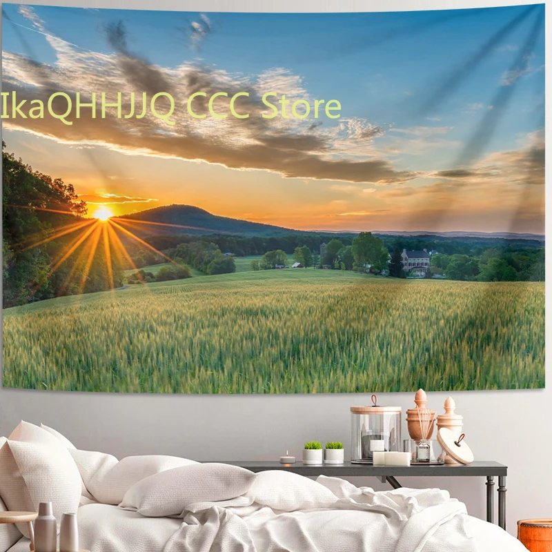 

Fresh Grassland Tapestry Scenery Background Cloth Ins Bedroom Renovation Wall Decoration Fabric Poster Cloth Forest Tapestries