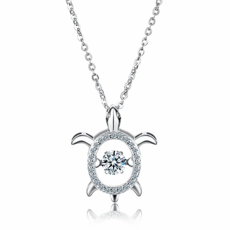

Fine Beating Zircon Turtle Necklace Creative Shake Tortoise Collar Pendants Necklaces Women Romantic Beach Jewelry Sweet Gift