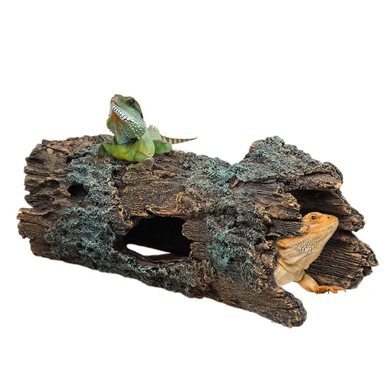 

Lizard Caves And Hideouts Artificial Flocking Moss Lizard Snake Turtle Hide Rest Cave Artificial Birch Log Gecko Hiding Cave