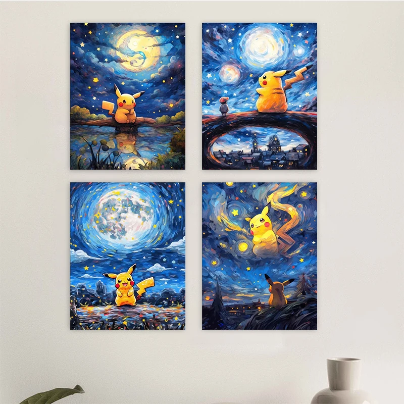 

Japanese Anime Pokemon Canvas Painting Pikachu Cartoon Poster Print Mural Pictures Wall Art Living Room Home Decor Gifts Cuadros