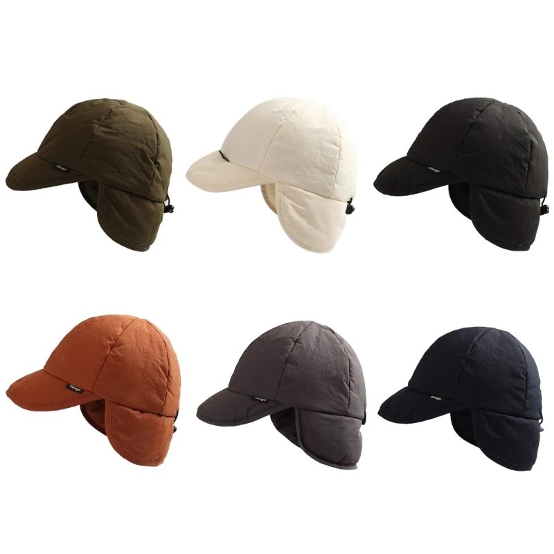 

Versatile Bomber Hat Trapper Hat Bomber Down Hat Simple Solid Color Keep Warm