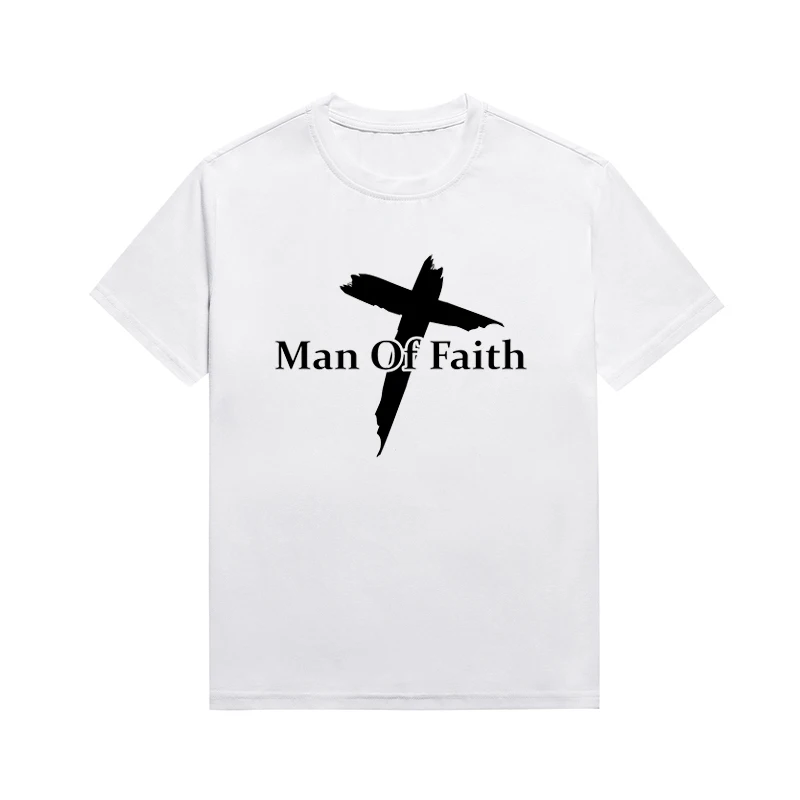 

Man Of Faith Christian Slogan Tee Lady Trendy Casual Cotton Aesthetic T-shirt Custom Top