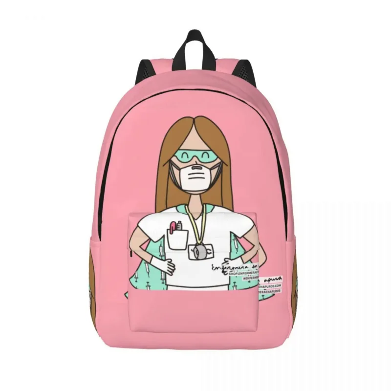 

Backpack for Preschool Primary School Student Enfermera En Apuros Doctor Nurse Medical Bookbag Boy Girl Kids Canvas Daypack