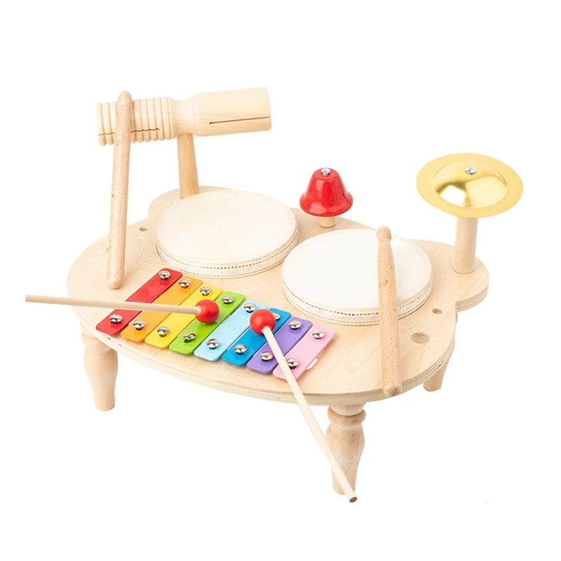 

1 Набор детских музыкальных инструментов, сенсорные игрушки, детские барабанные перкуссионные инструменты, набор деревянных игрушек