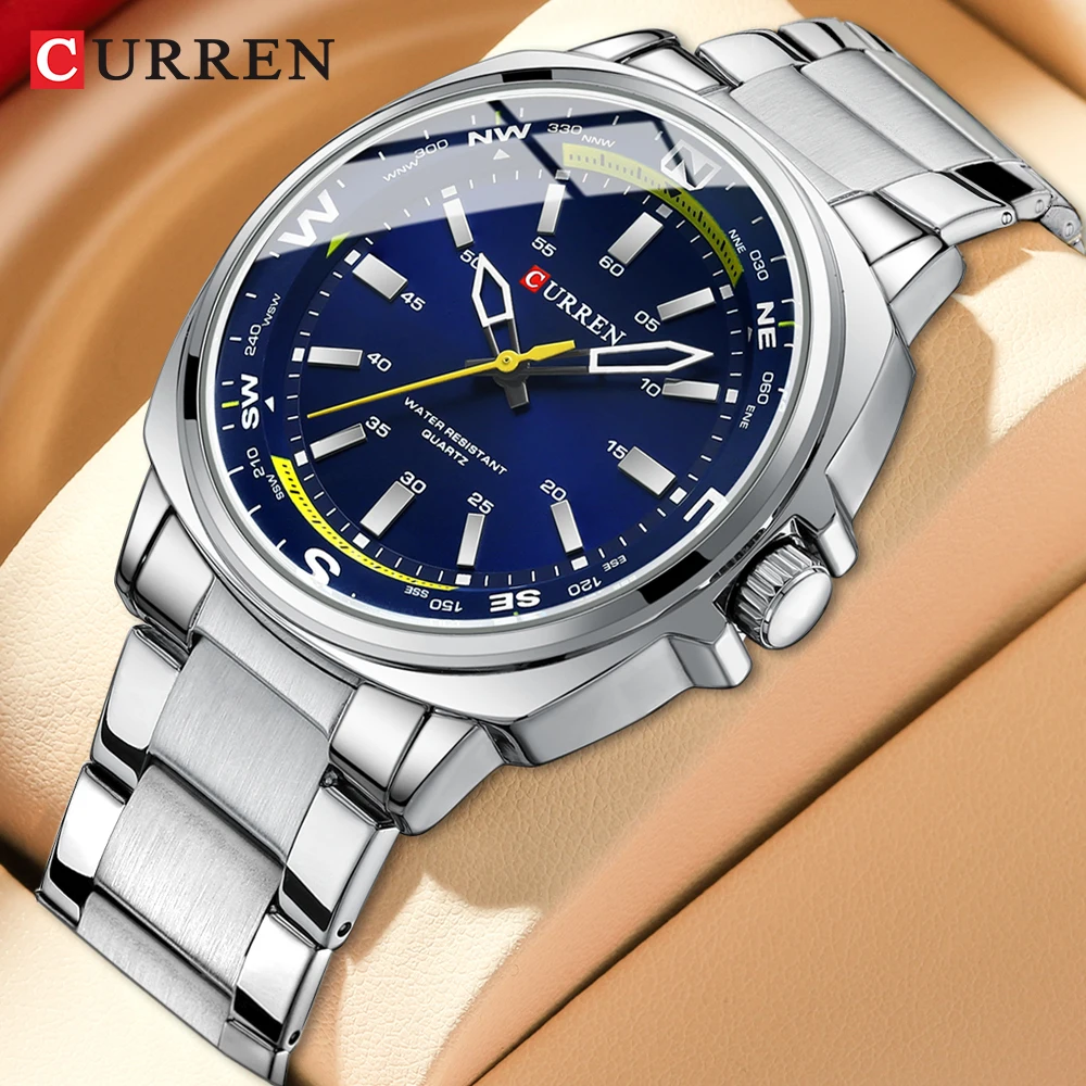 

CURREN Simple Creative Design Men's Watch NEW Casual Stainless Steel Braclete Quartz Wristwatches Waterproof Clock