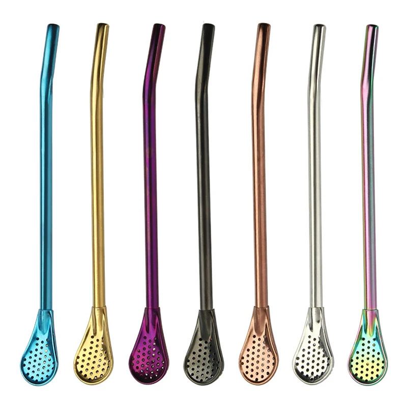 

1-5pcs Spoon Tea Filter Yerba Mate Tea Straws Stainless Steel Drinking Straw Bombilla Gourd Reusable Washable Tea Strainer Tools