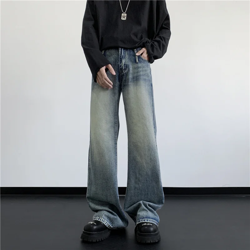

Джинсы-багги мужские свободные, свободные брюки-султанки с широкими штанинами, модная уличная одежда в стиле хип-хоп, мужские брюки из денима K-POP W369