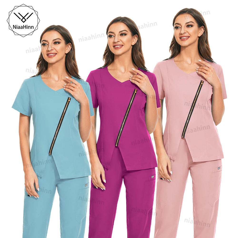 Healthcare Dental Uniform Hot Sales Scrubs Sets Work Clothes with Zippers Beautician Manicurist Nursing Working Clothes Lab Coat 
Healthcare Dental Uniform Hot Sales Scrubs Sets Work Clothes with Zippers Beautician Manicurist Nursing Working Clothes Lab Coat
