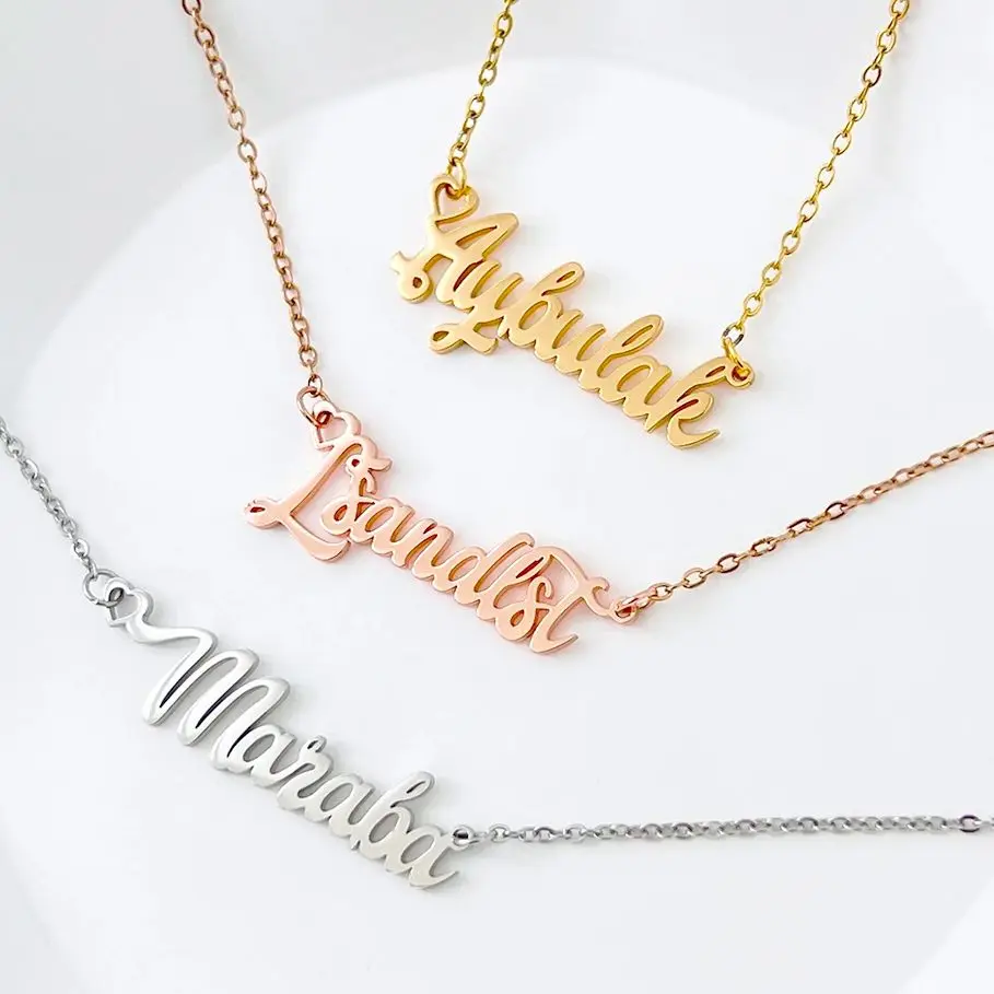 

GUILING Beaut Best Lovers Customized Name Necklace Charm with Heart for Girl Women Stianless Steel Jewelry Custom Couple Gift
