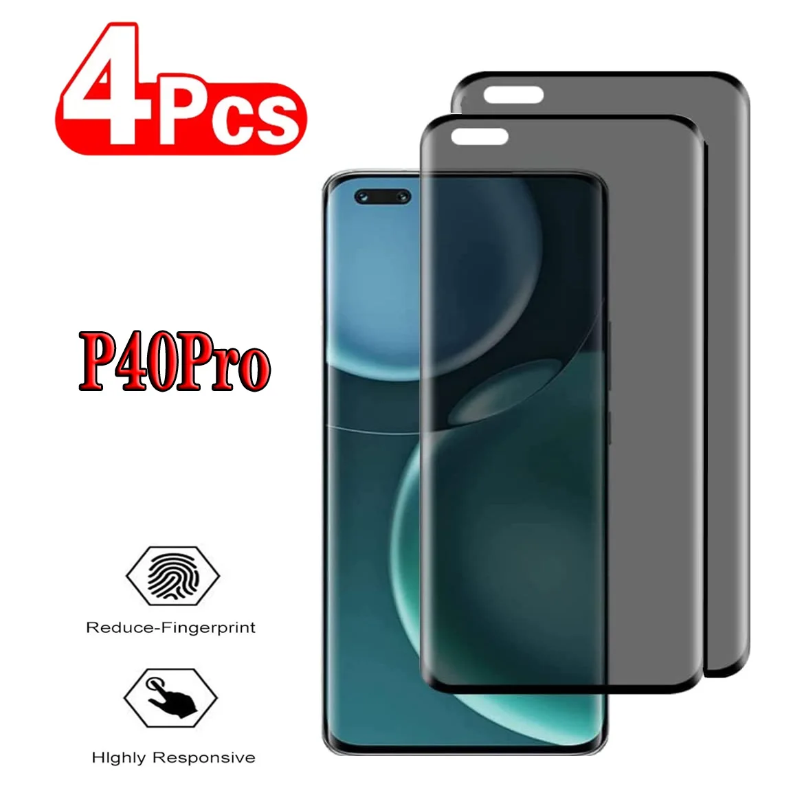 

2/4Pcs 3D Curved Anti Spy Glass For For Huawei P40 Pro Huawei P30 Pro P50 Pro P60 Pro Art Privacy Glass