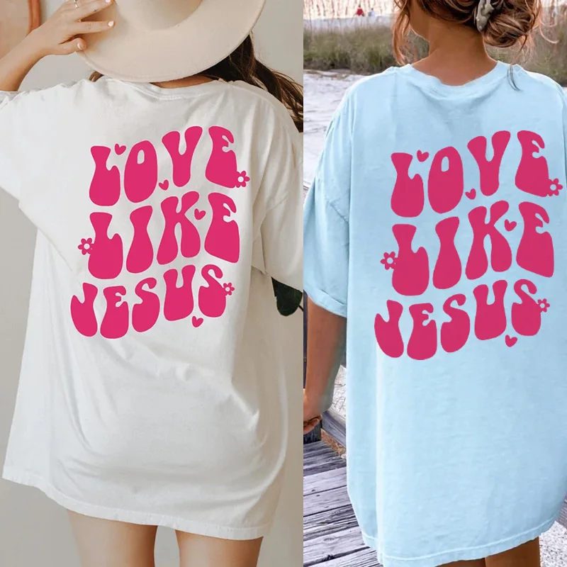 

YRYT Love like Jesus creative pullover loose large size women's cotton T-shirt