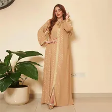 Mid-eastern Style Dress Fashion Casual Long Sleeve Solid Color Bronzing Western Style Spring Fall Muslin Dress For Ladies 2022 
Mid-eastern Style Dress Fashion Casual Long Sleeve Solid Color Bronzing Western Style Spring Fall Muslin Dress For Ladies 2022