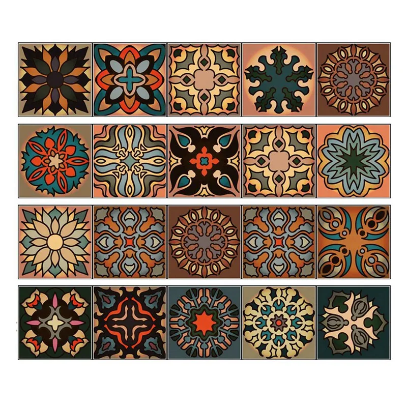 

60 Pcs 3D Multi Moroccan Self-Adhesive Bathroom Kitchen Wall Stair Tile Sticker