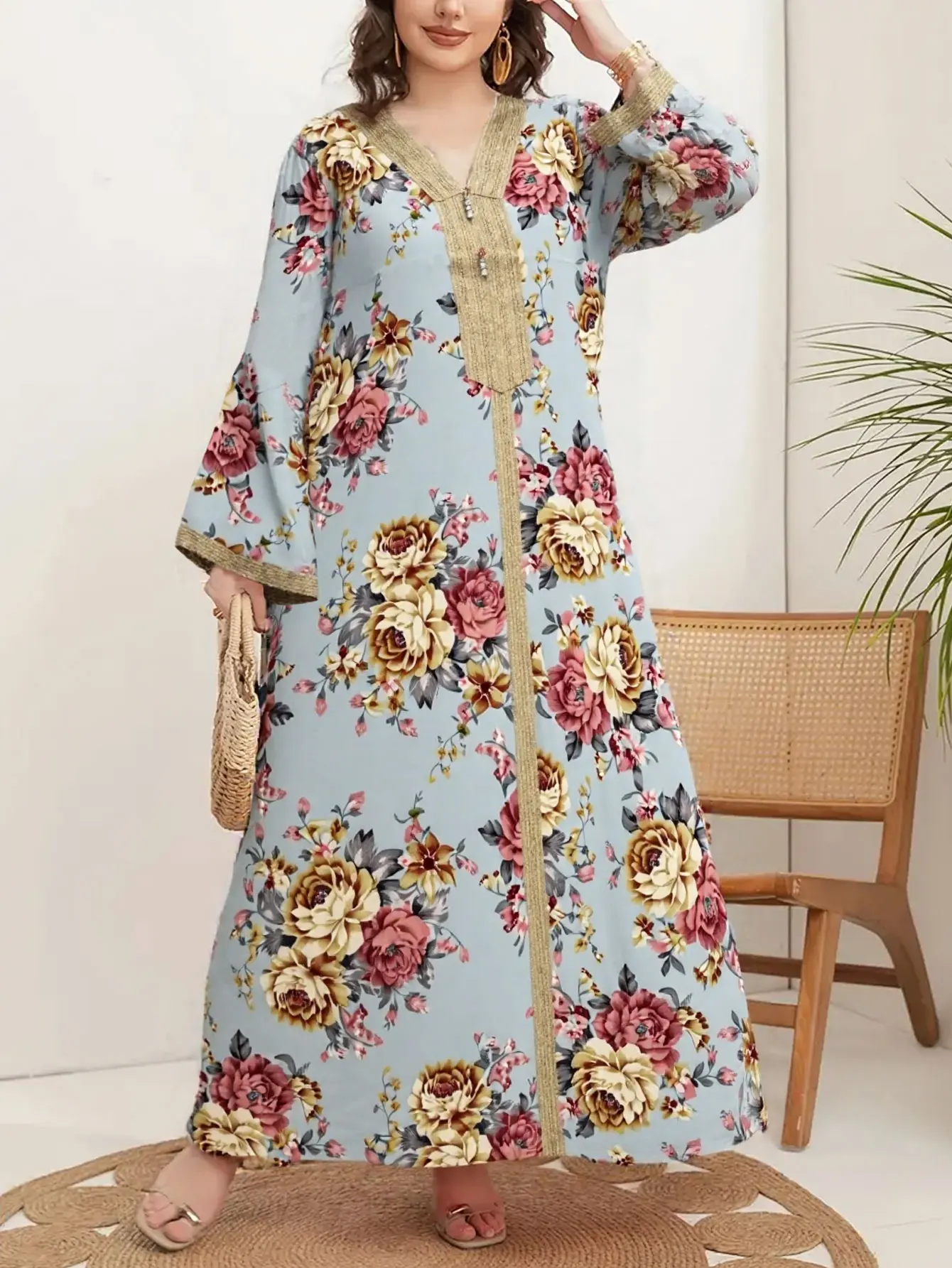 Dresses Eid Women 2025 Abaya Flower Print Muslim Party Dress Vestidos Dubai Arab Long Robe Ramadan Morocco Caftan Vestido Abayas 24 S597cbfcec4a84b41bb98412976f26298O