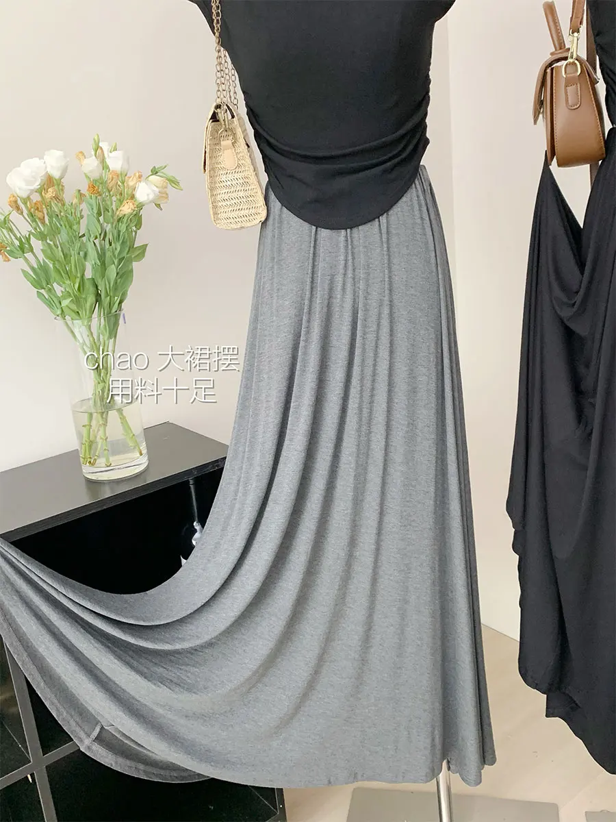 Women Long Pleated Skirts 2023 Summer Elastic High Waist Modal Skirt Female Big Swing Maxi Skirt
Women Long Pleated Skirts 2023 Summer Elastic High Waist Modal Skirt Female Big Swing Maxi Skirt