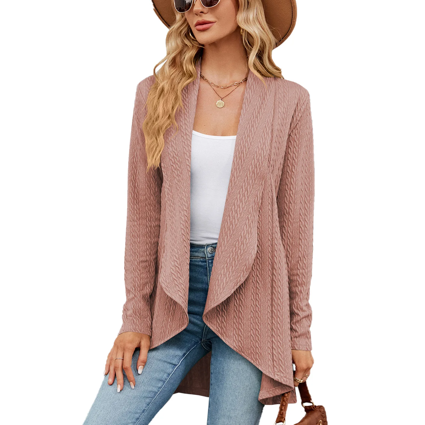 Autumn and Winter New Long Sleeve Solid Color Loose Fit Cardigan Top Women's Knitting Coat Open Stitch Notched
Autumn and Winter New Long Sleeve Solid Color Loose Fit Cardigan Top Women's Knitting Coat Open Stitch Notched