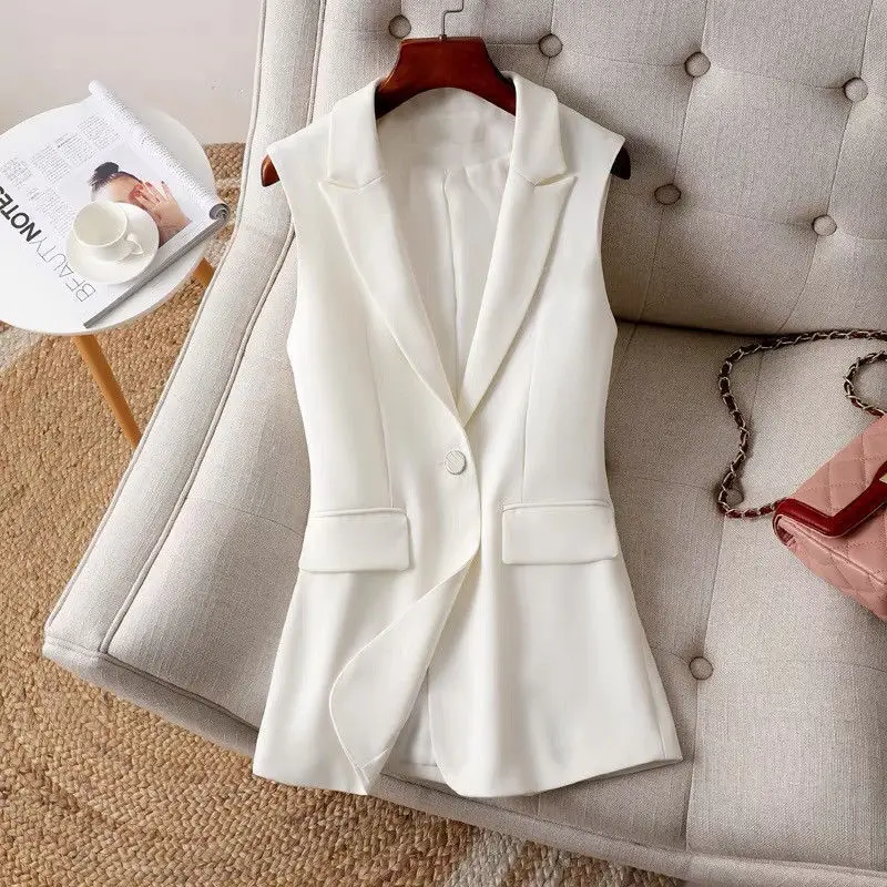 2023 Spring Autumn Women Fashion Solid Color Blazer Vest Female Single Button Sleeveless Jacket Ladies Loose Suit Waistcoat W617
2023 Spring Autumn Women Fashion Solid Color Blazer Vest Female Single Button Sleeveless Jacket Ladies Loose Suit Waistcoat W617