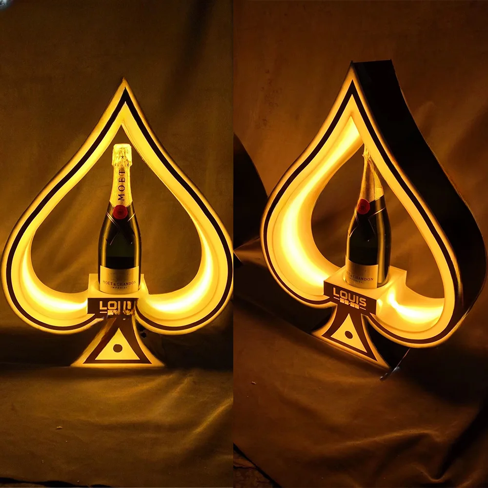 

Rechargeable Color Flashing Wine Bottle Holder Display Rack Neon Sign Champagne Glorifier LED Ace of Spade VIP Bottle Presenter
