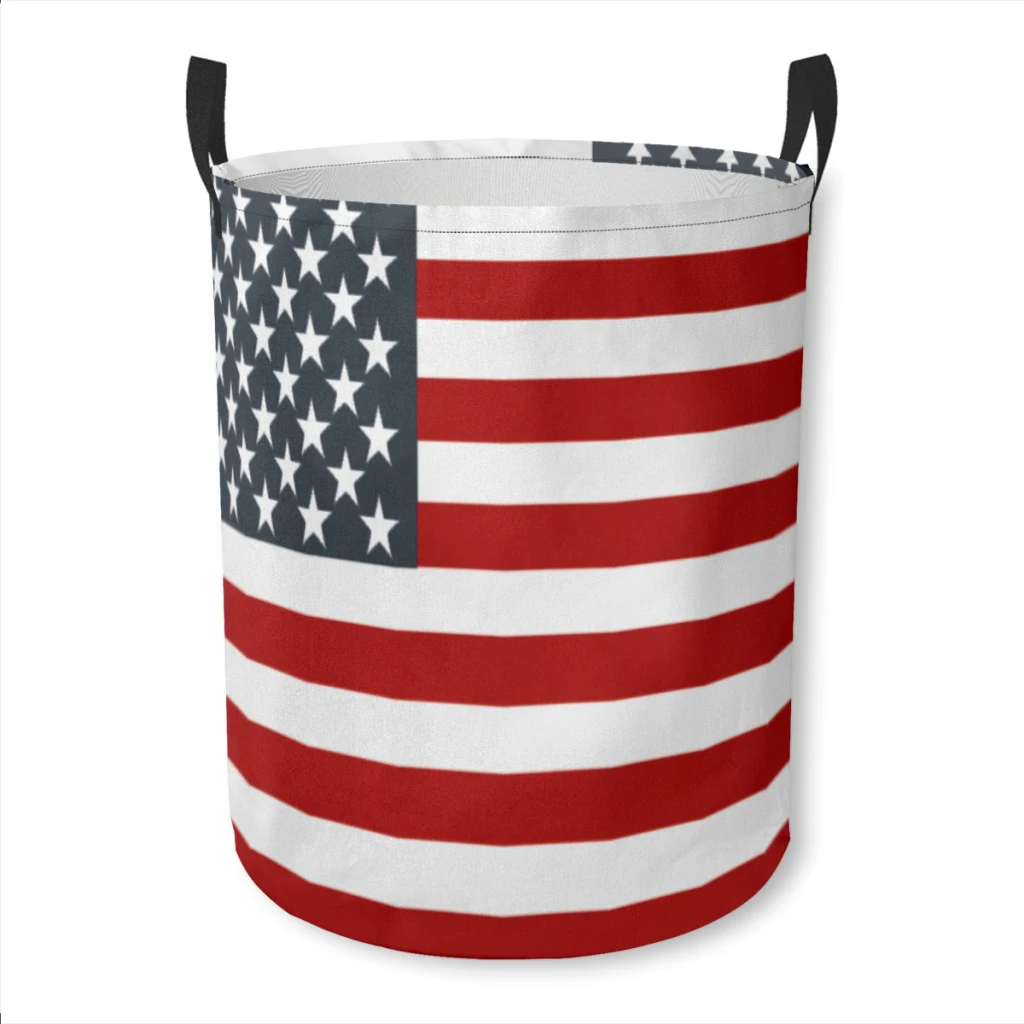 

Dirty Laundry Basket Clothes Organizer Foldable Storage Bucket Bathroom Waterproof Clothing Storage Basket American-Flag