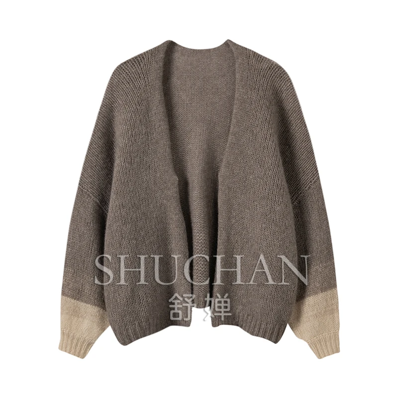 

Open Stitch 100% cashmere new knitted cardigan sweaters for women casacos femininos inverno cropped cardigan